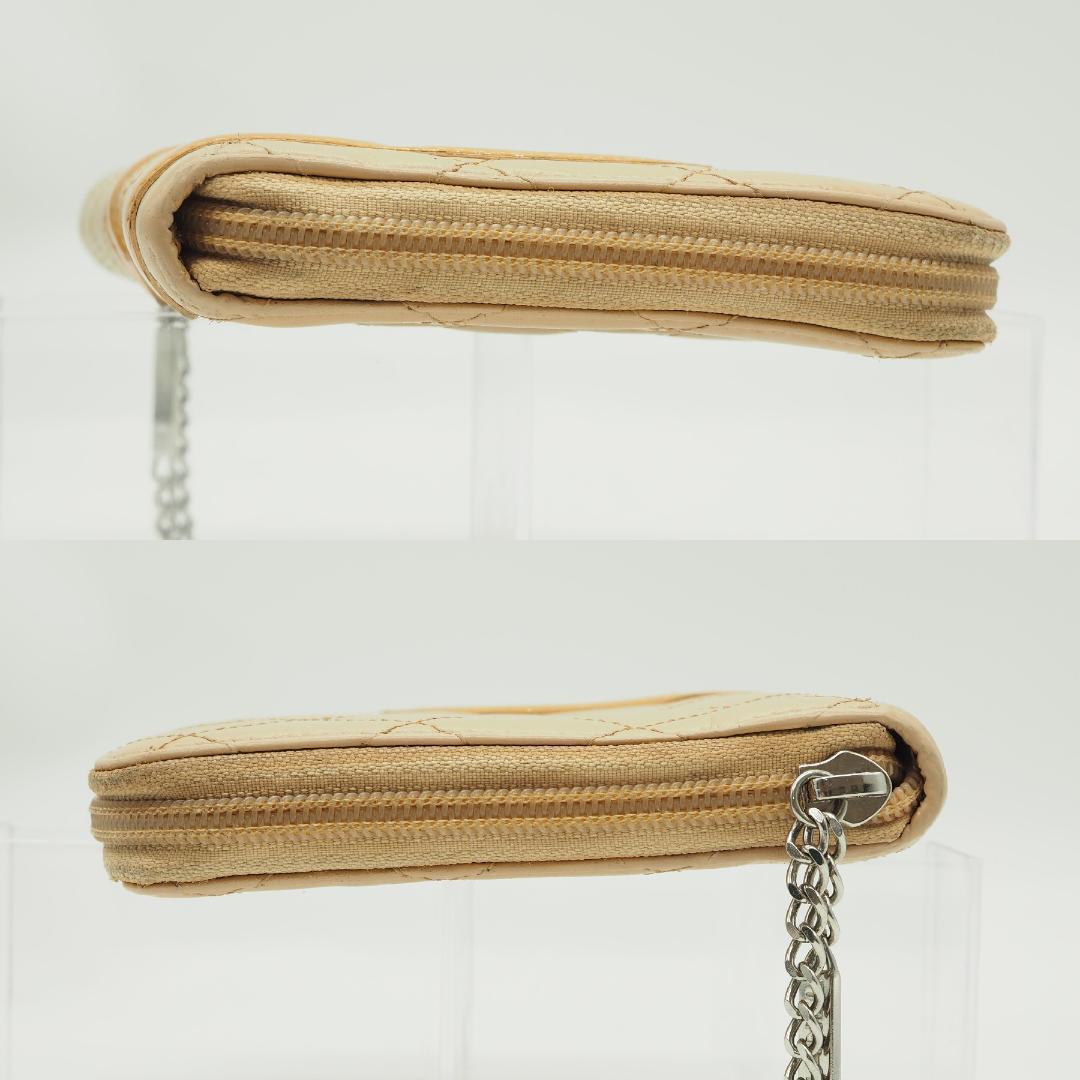 【美品】CHANEL カンボンライン オーガナイザー 長財布 ベージュ×オレンジ