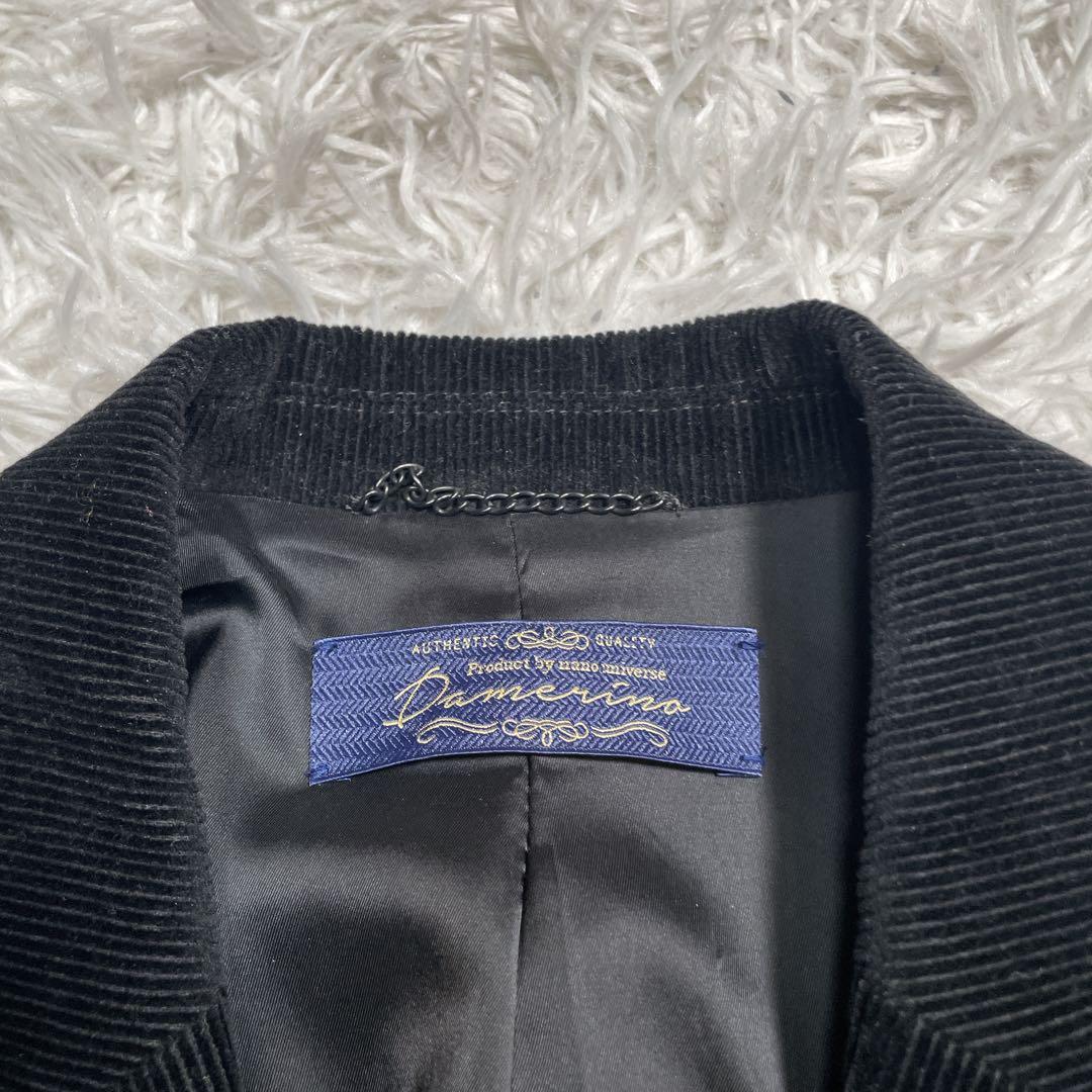 ナノユニバース　ダメリーノ コーデュロイ　スーツ　セットアップ　ブラック　L