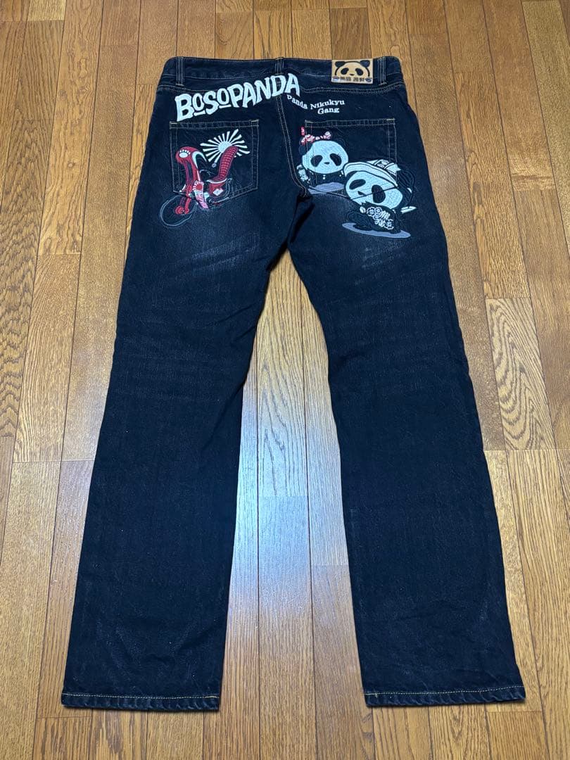 専用出品‼️ パンディエスタ　デニム　34 和柄　刺繍　暴走パンダ　単車　バイク