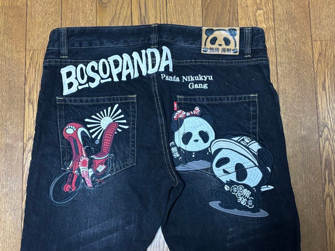 専用出品‼️ パンディエスタ　デニム　34 和柄　刺繍　暴走パンダ　単車　バイク