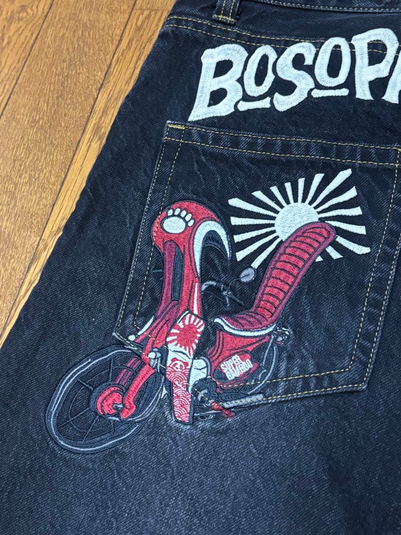 専用出品‼️ パンディエスタ　デニム　34 和柄　刺繍　暴走パンダ　単車　バイク