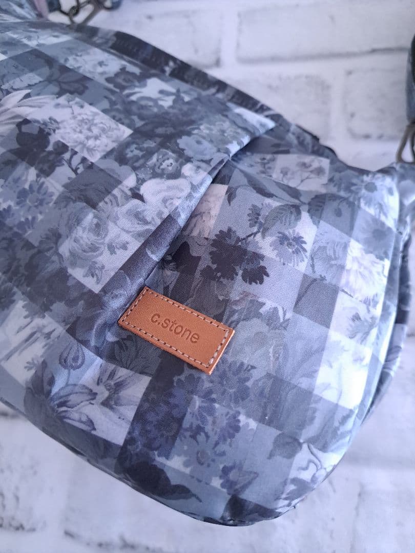 持ち手別売り　リバティ　ラミネート　アーカイブギンガム　グレー　横長ショルダー