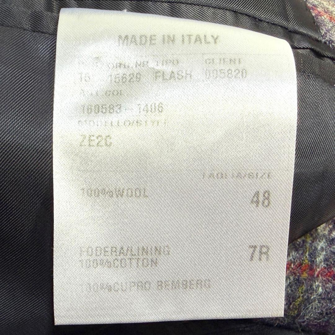 J4028 超美品 カルーゾ エルボーパッチチェック柄ツイードジャケット 48