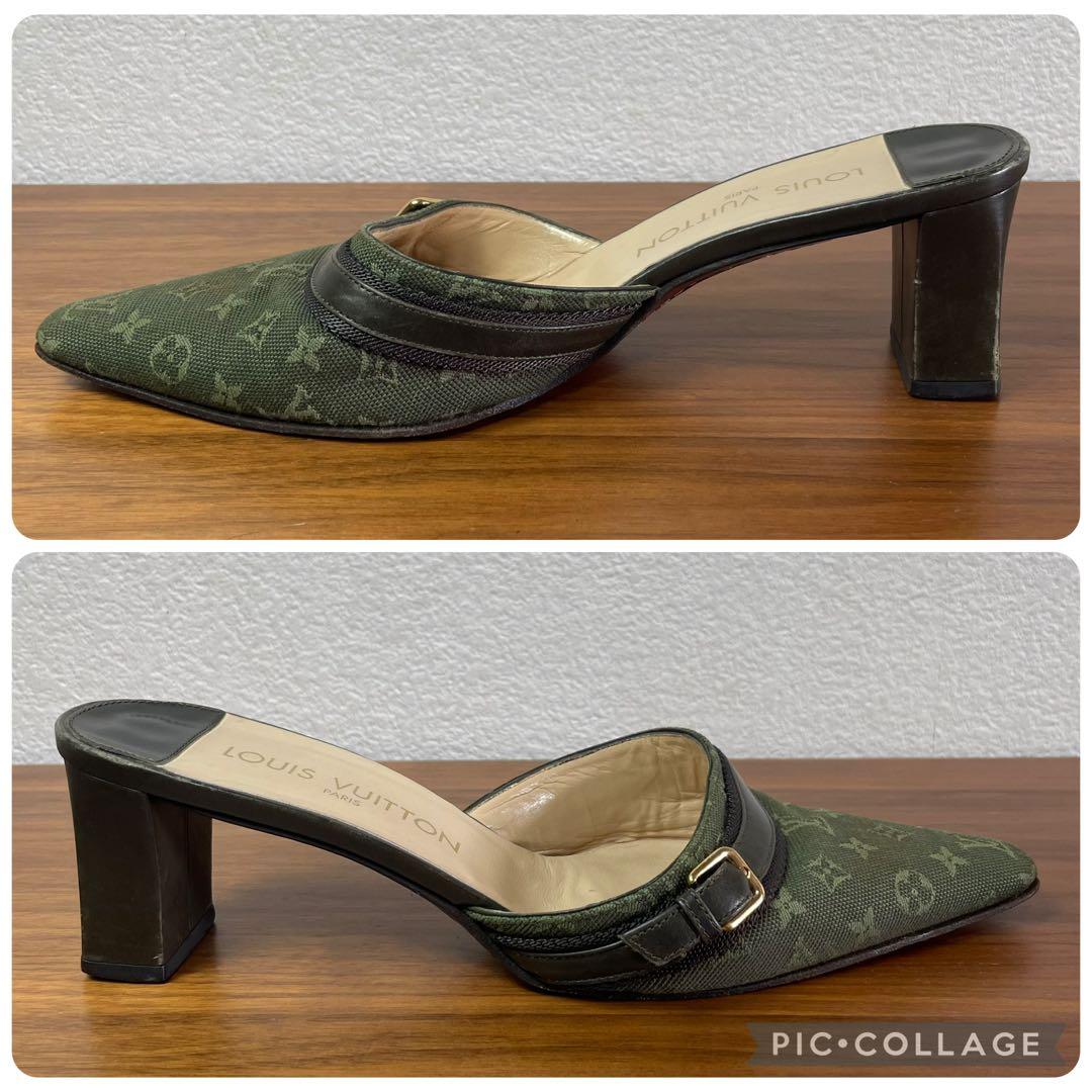 【良品】LOUIS VUITTON★ミュール　モノグラム　ベルト　キャンパス