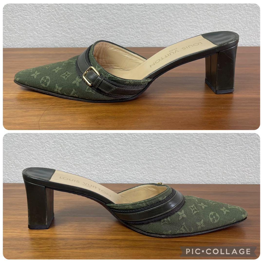 【良品】LOUIS VUITTON★ミュール　モノグラム　ベルト　キャンパス