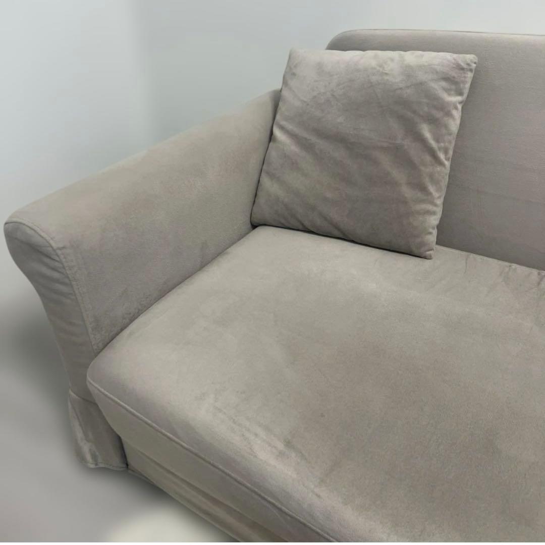 韓国インテリア風スカートソファ [幅128] ベージュ LOWYAソファベッド