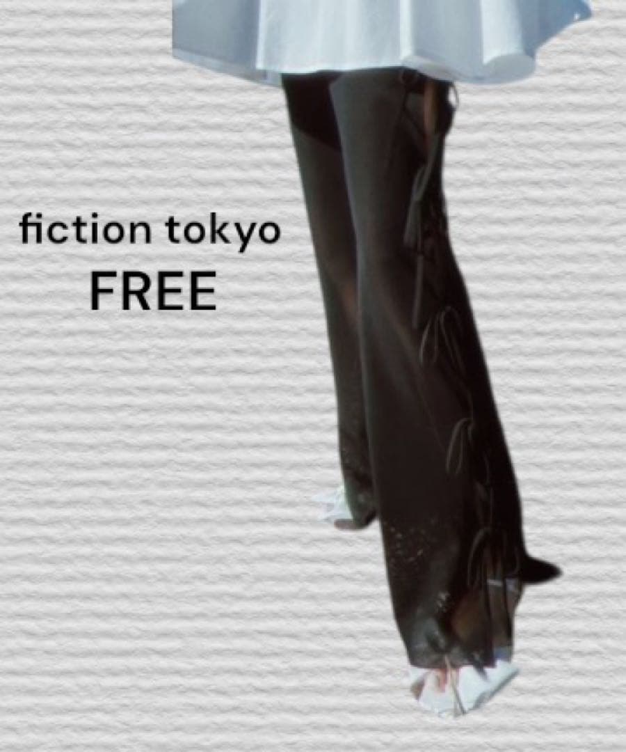 《fiction Tokyo》サイドリボンシアーフレアパンツ ブラック