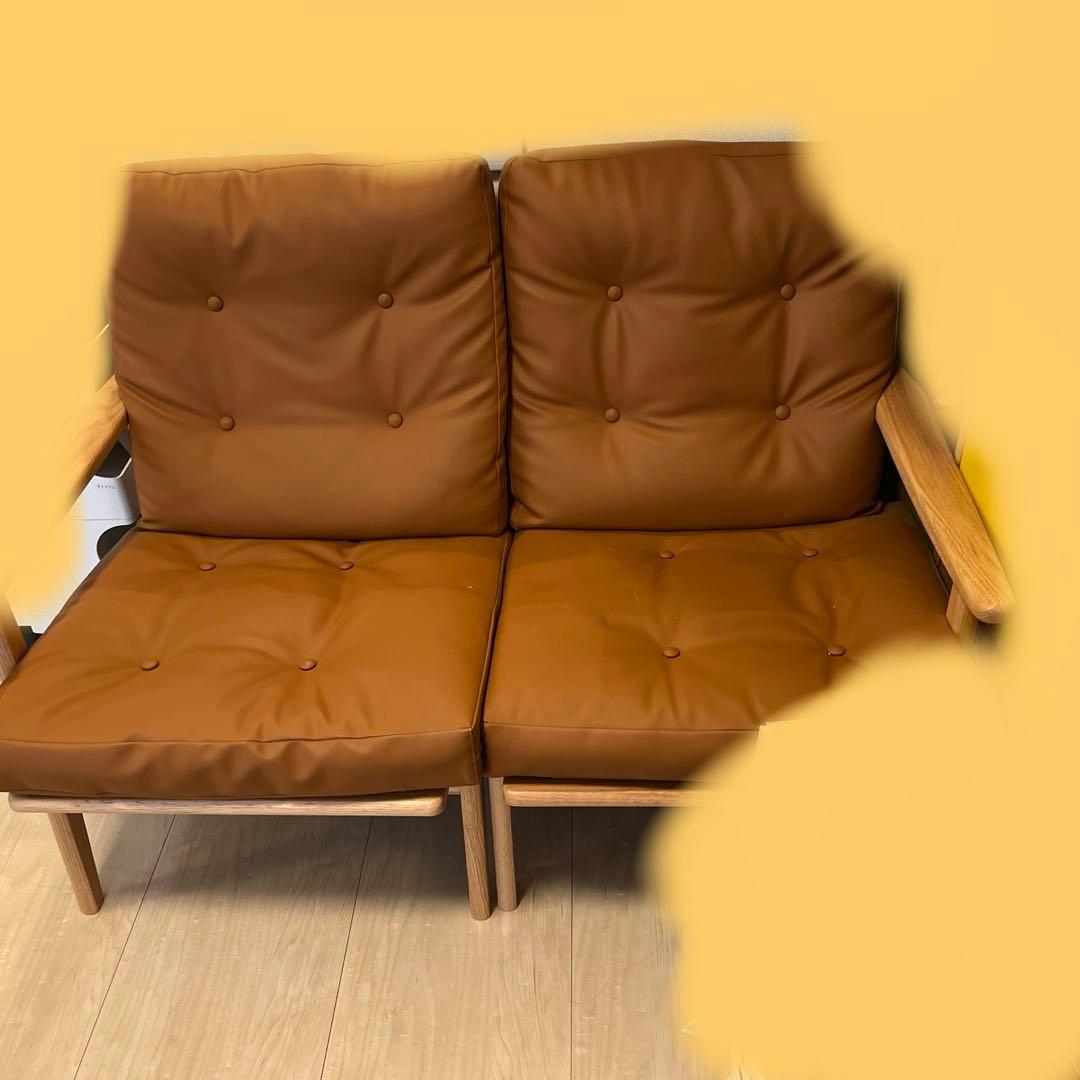 マルニ60 ブラウン 合成皮革 2人掛けソファ