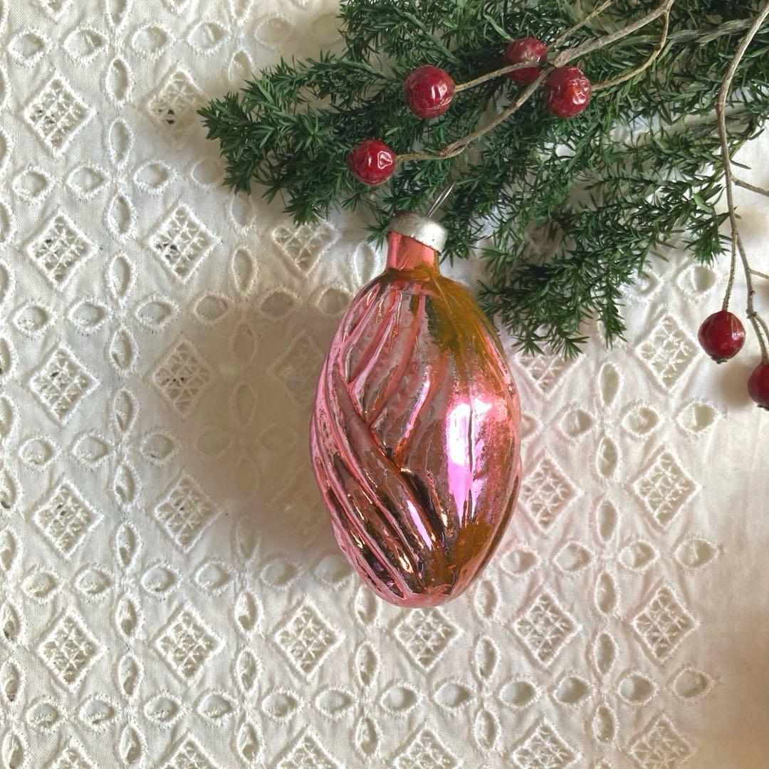 ツリー型ボックス入りアンティークガラスクリスマスオーナメント18個セット【A】大