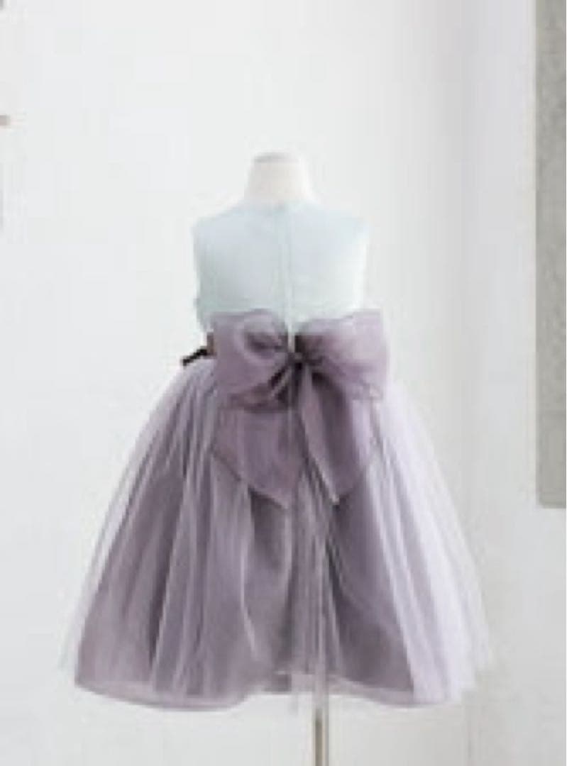 DRESCCO ミント×チャコールグレーフラワーコサージュドレス 135cm9号