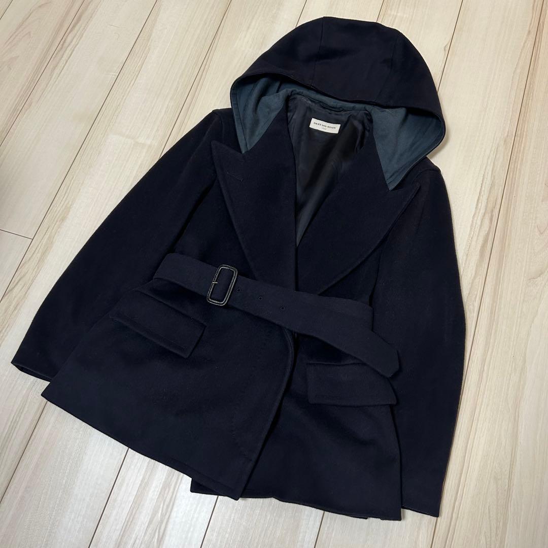 【美品】dries van noten フーデッドコート ピーコート ネイビー