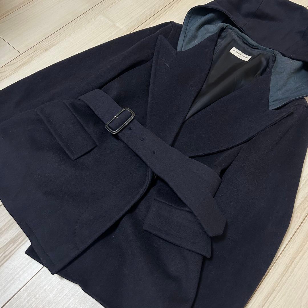 【美品】dries van noten フーデッドコート ピーコート ネイビー