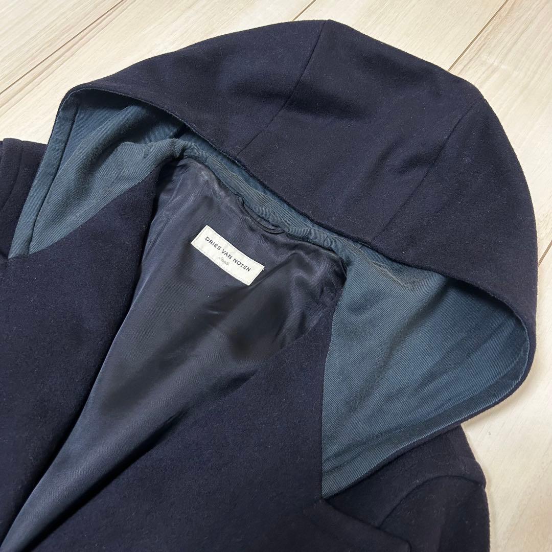 【美品】dries van noten フーデッドコート ピーコート ネイビー