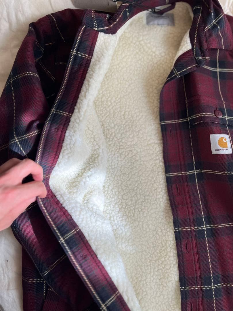 Carhartt バーガンディ チェックジャケット s