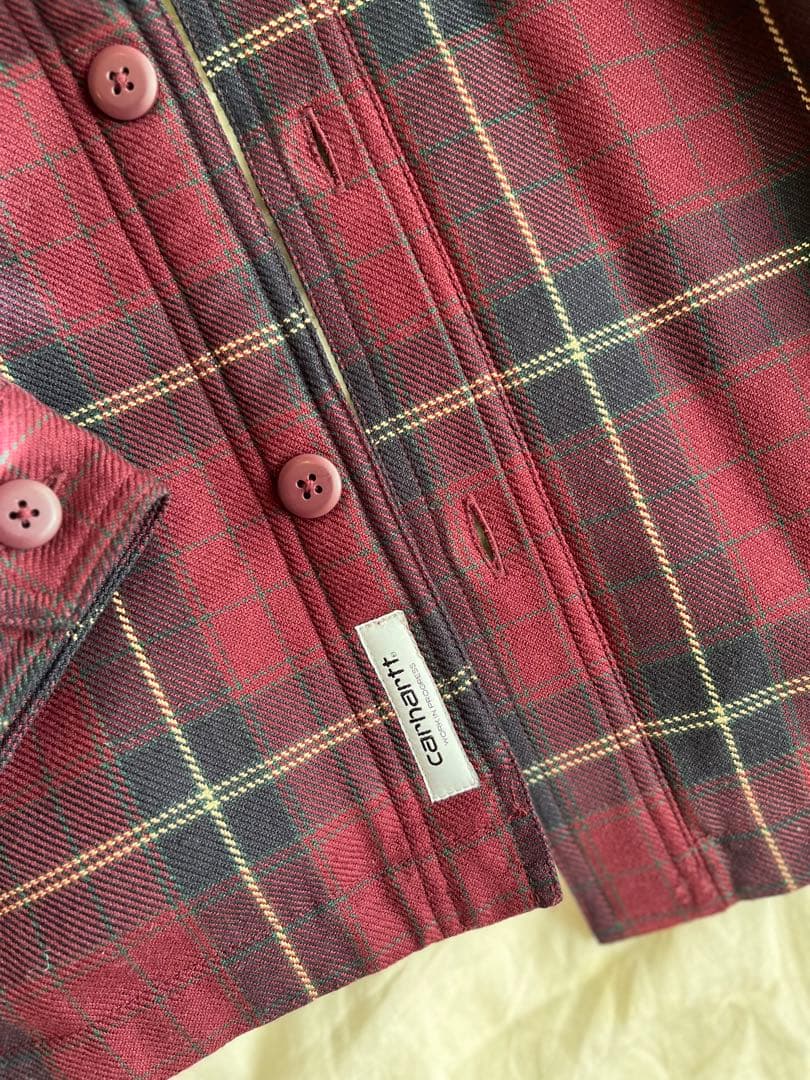 Carhartt バーガンディ チェックジャケット s