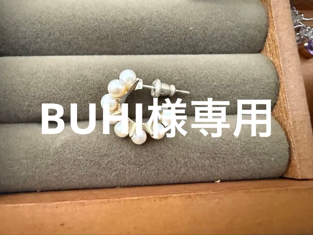 e.m.パール装飾 シルバーフープピアス