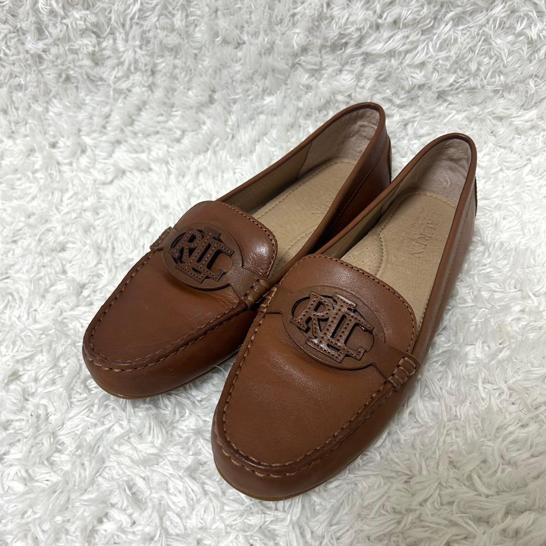 美品　LAUREN ラルフローレン　ローファー　ドライビング　本革　茶　38.5