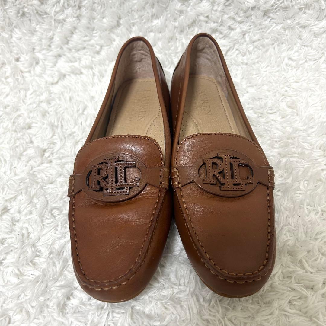 美品　LAUREN ラルフローレン　ローファー　ドライビング　本革　茶　38.5