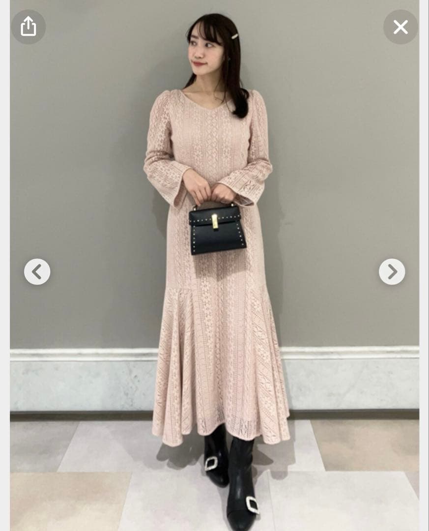 セルフォード ブラッシュレースワンピース　ピンク　38