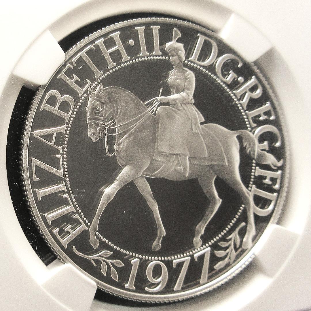 1977 イギリス 25ペンス銀貨 シルバージュビリー NGC 
