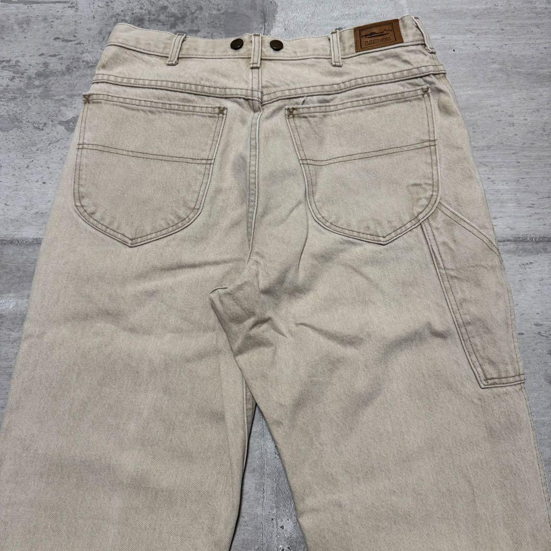 80s USA製 L.L.Bean デニム 生成り サスペンダーボタン 希少