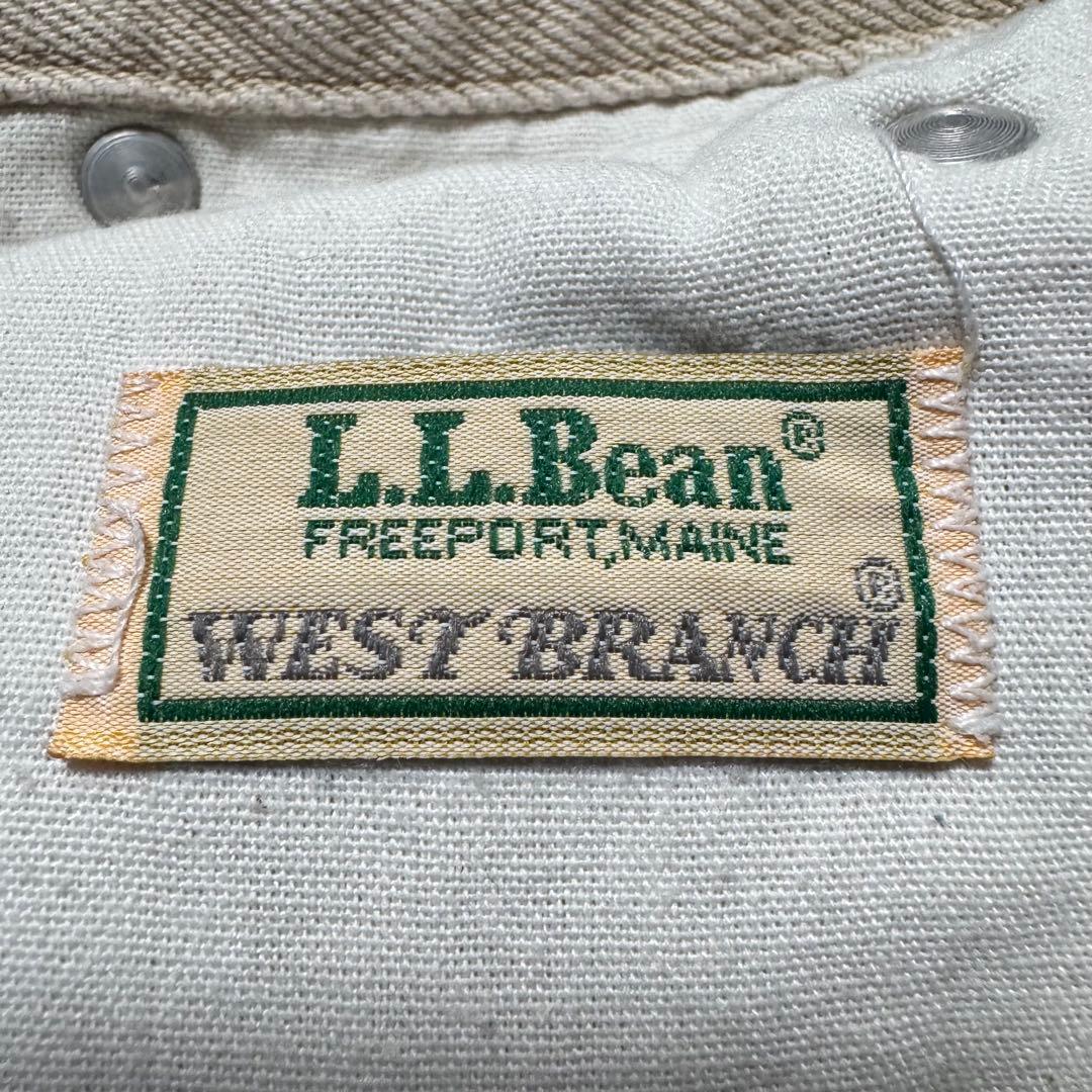 80s USA製 L.L.Bean デニム 生成り サスペンダーボタン 希少
