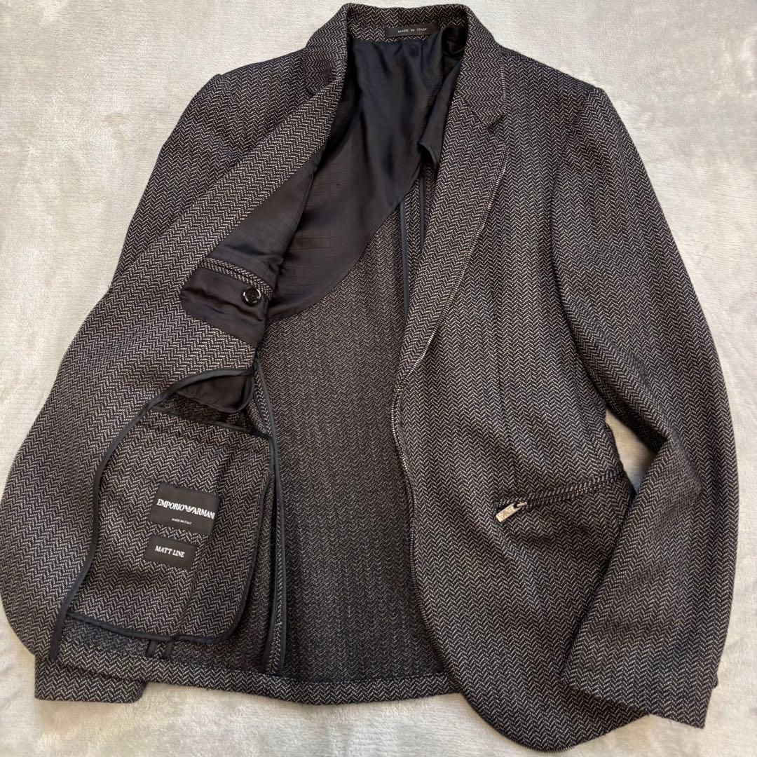 カシミヤ✨EMPORIO ARMANI テーラード MATT ヘリンボーン調