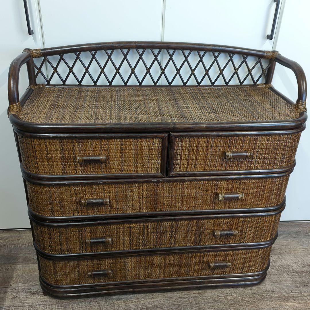 【クロ子】籐　ラタン チェスト 4段