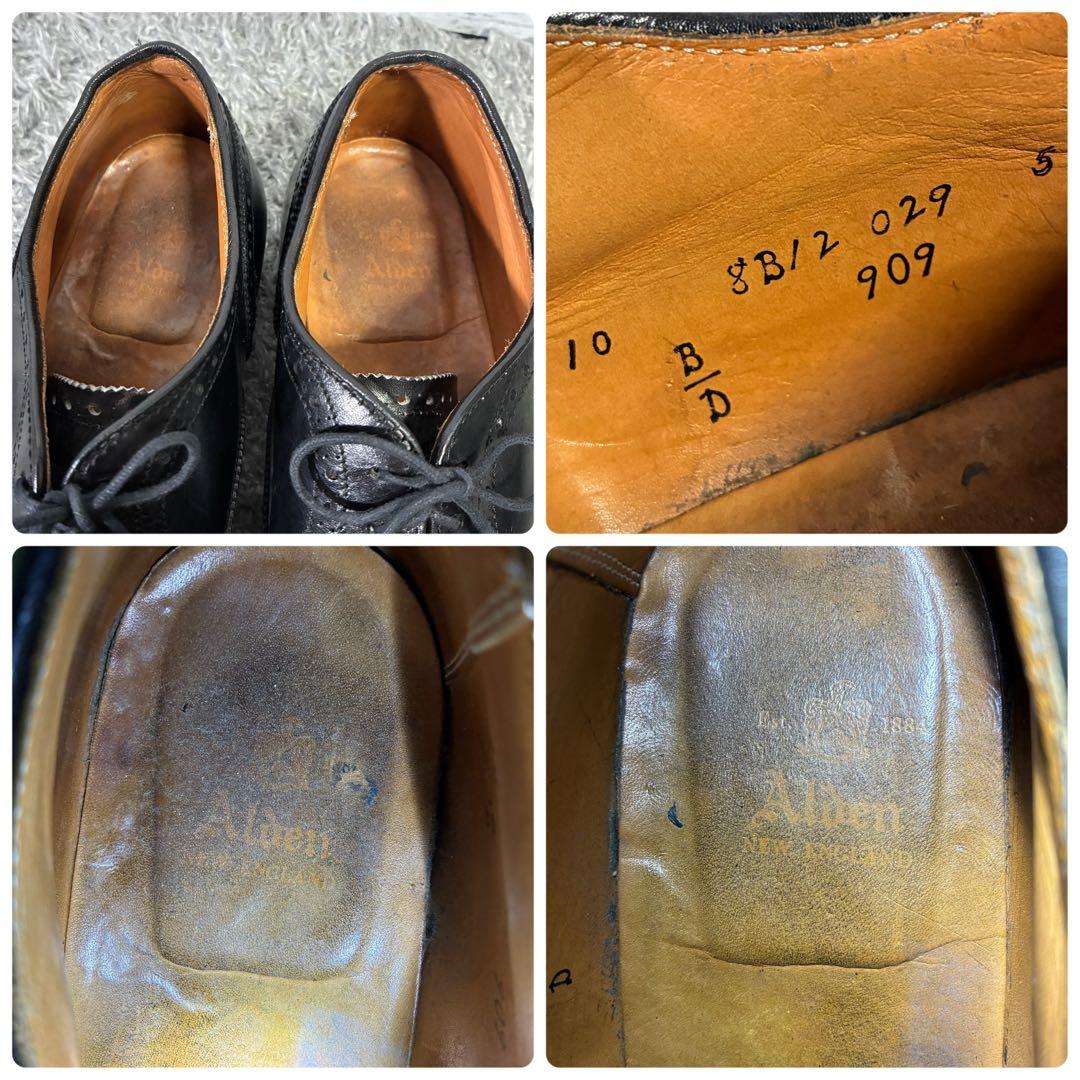 【良品】Alden 909 ウィングチップ 黒 10D メダリオン 28cm相当