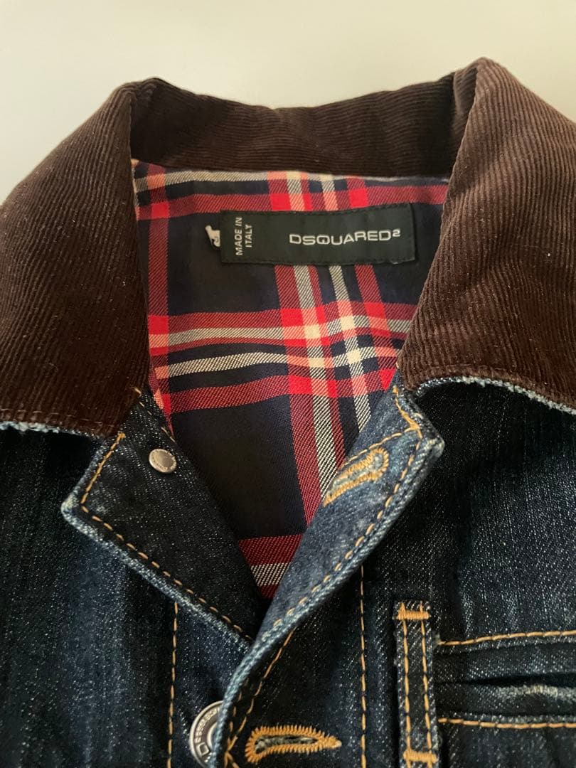 DSQUARED 2デニムジャケット コーデュロイ襟、裏地付き　サイズ50