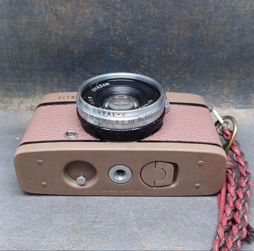 ⁂【美品】オリンパスペンD本革リメイクー点物 レトロフィルムカメラ