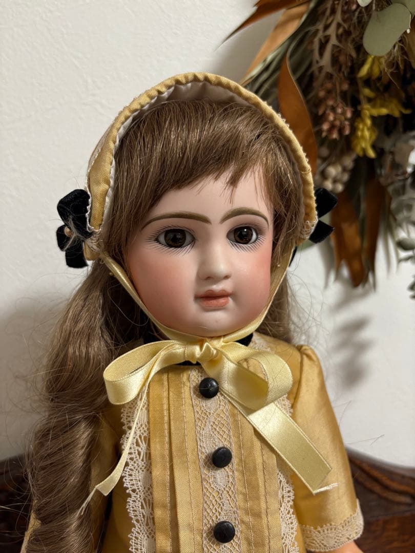 アンティークドール ビスクドール ドレス ボネ シルク レース