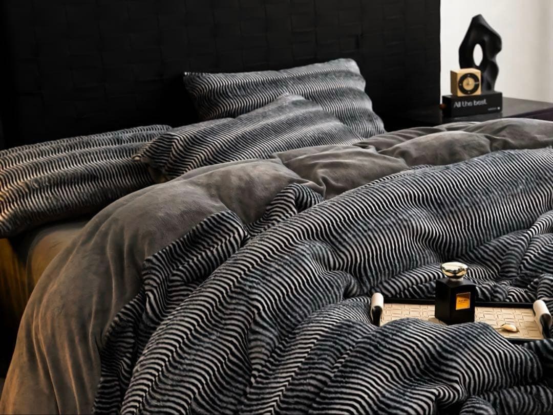 ミルクフリース寝具4点セット・AB面両面ふわふわ／冬用・キングサイズ