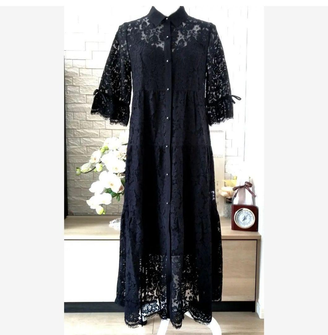 ❤️新品同様極美品❤️花柄レースロングブラウスワンピース