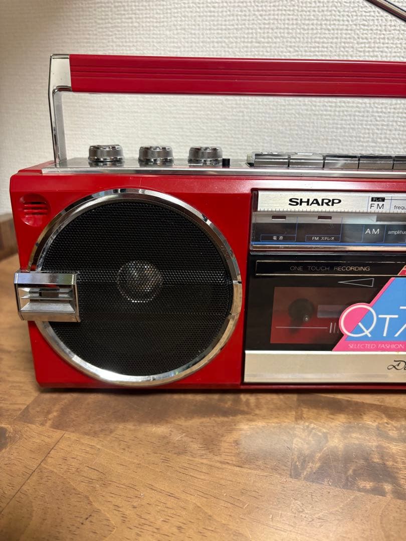 ✨正常作動✨SHARP QT77レッド ラジカセ カセットプレーヤー