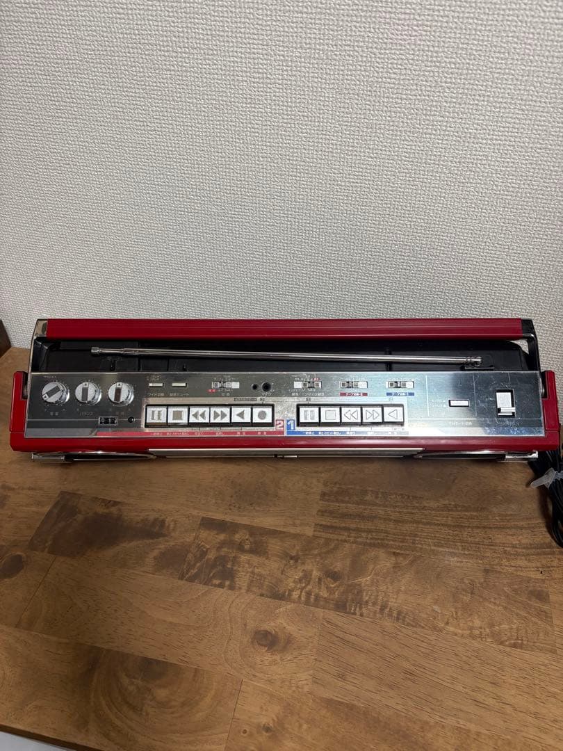 ✨正常作動✨SHARP QT77レッド ラジカセ カセットプレーヤー
