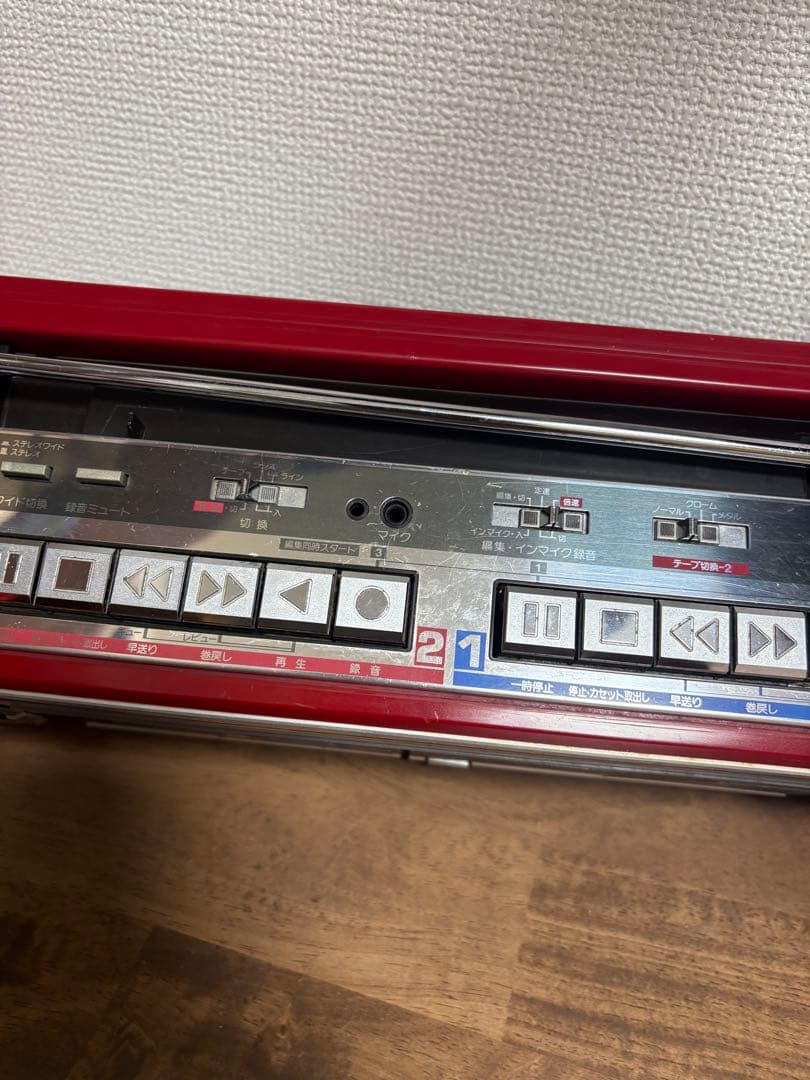 ✨正常作動✨SHARP QT77レッド ラジカセ カセットプレーヤー