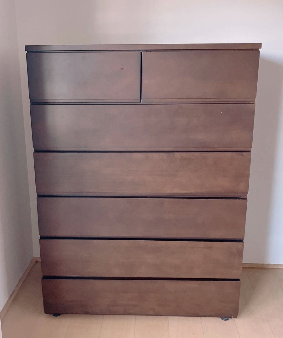 【美品 送料込】ブラウン 木製 チェスト タンス 6段