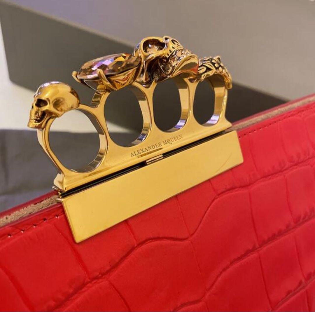 美品☆アレキサンダーマックイーン クロコ型押し クラッチバッグ