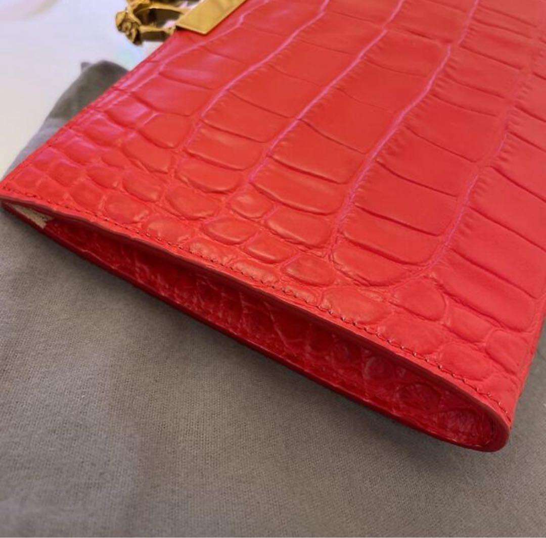 美品☆アレキサンダーマックイーン クロコ型押し クラッチバッグ