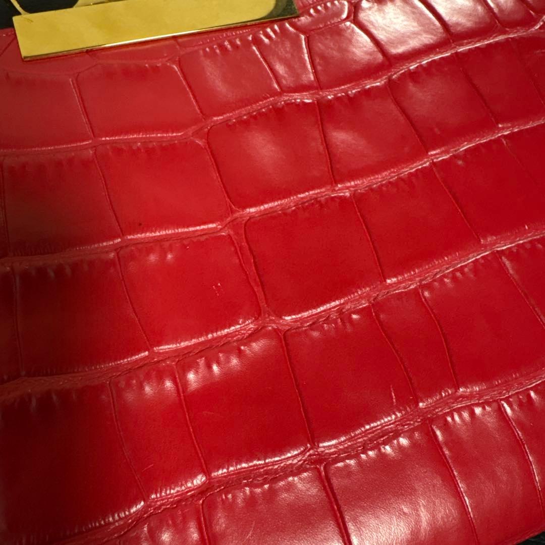 美品☆アレキサンダーマックイーン クロコ型押し クラッチバッグ