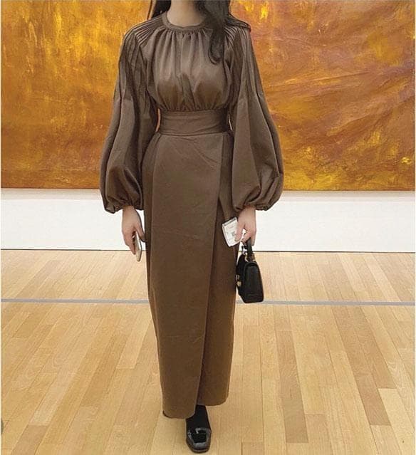 louren pintack sleeve dress ドレス ロングワンピース