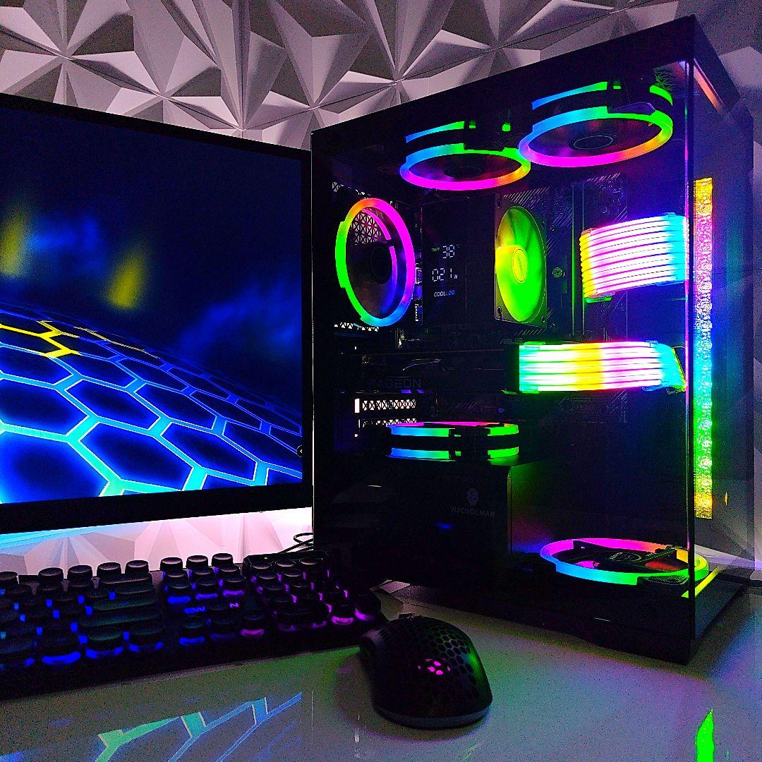 新品【コンパクトな光るゲーミングPC】デスクトップパソコン／ブラック 黒