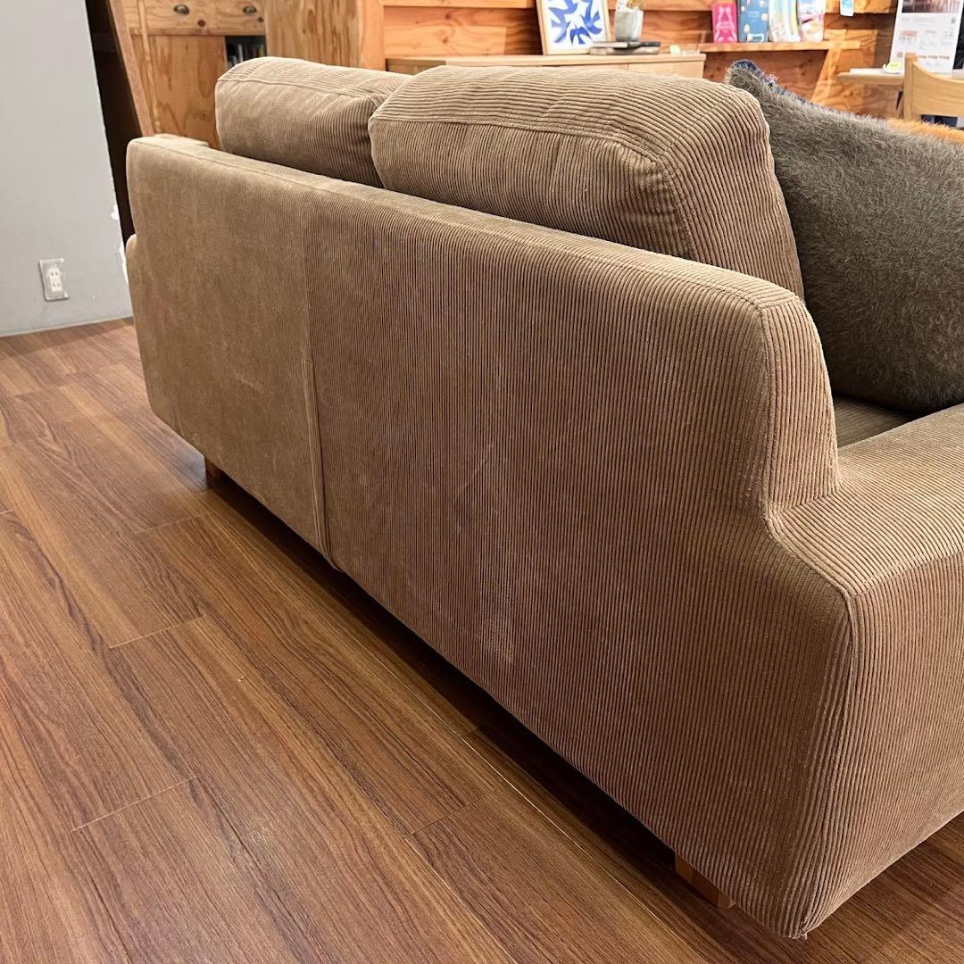 【送料込み】Unico ベージュ コーデュロイ 2人掛けソファ
