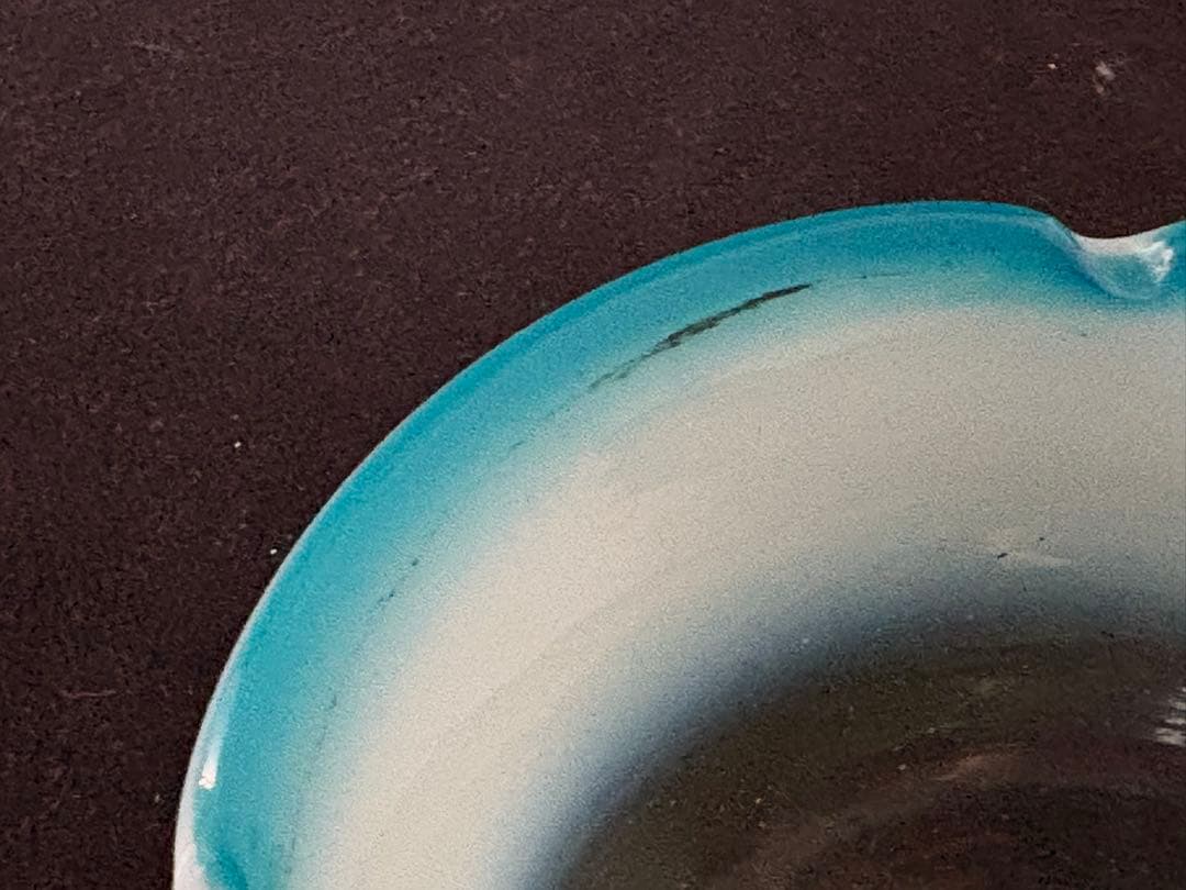 和ガラス　大正ガラス　青色× 乳白色　氷カップ　ウランガラス　ぽっくり厚みあり