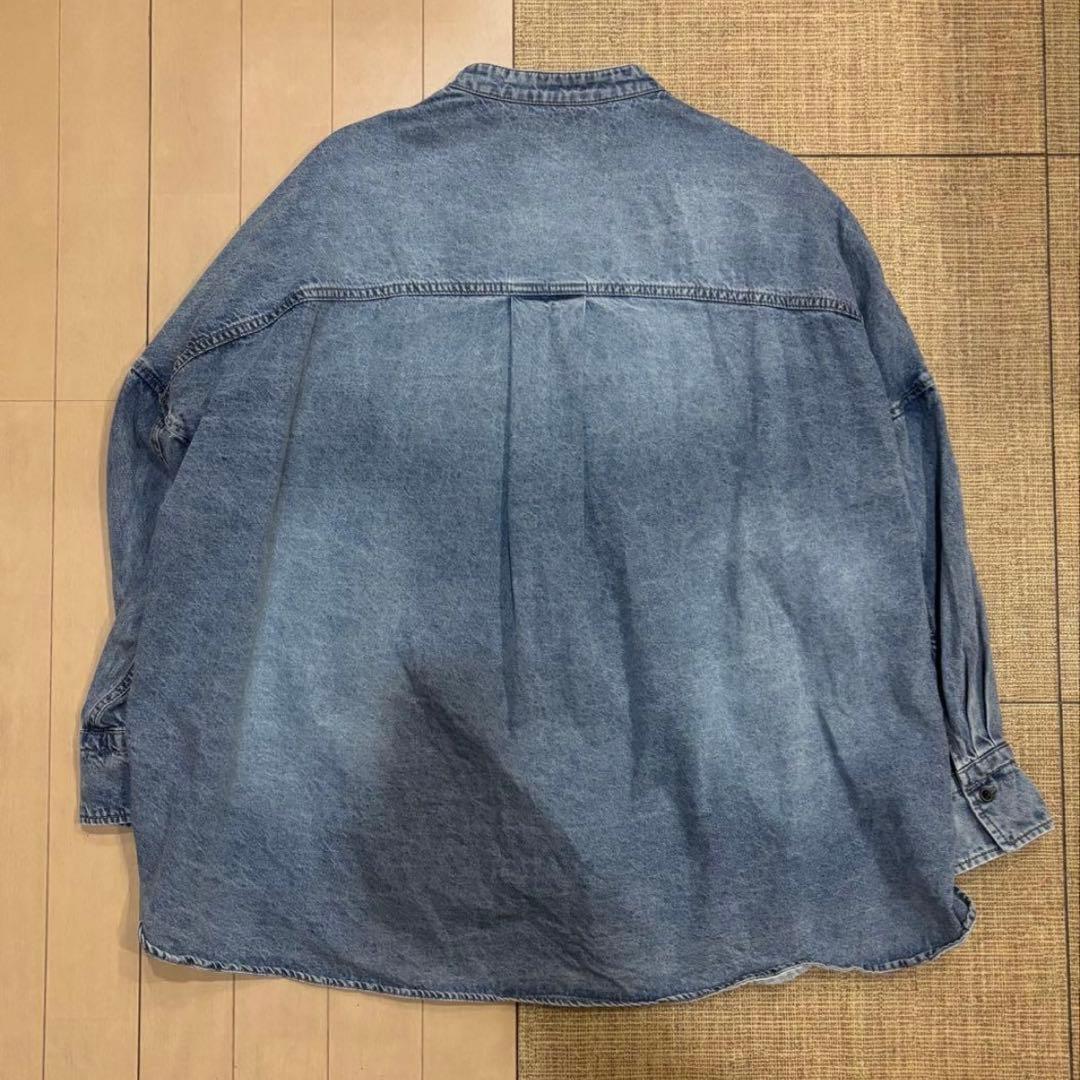 pual ce cin ヴィンテージライクデニムバンドカラーシャツ