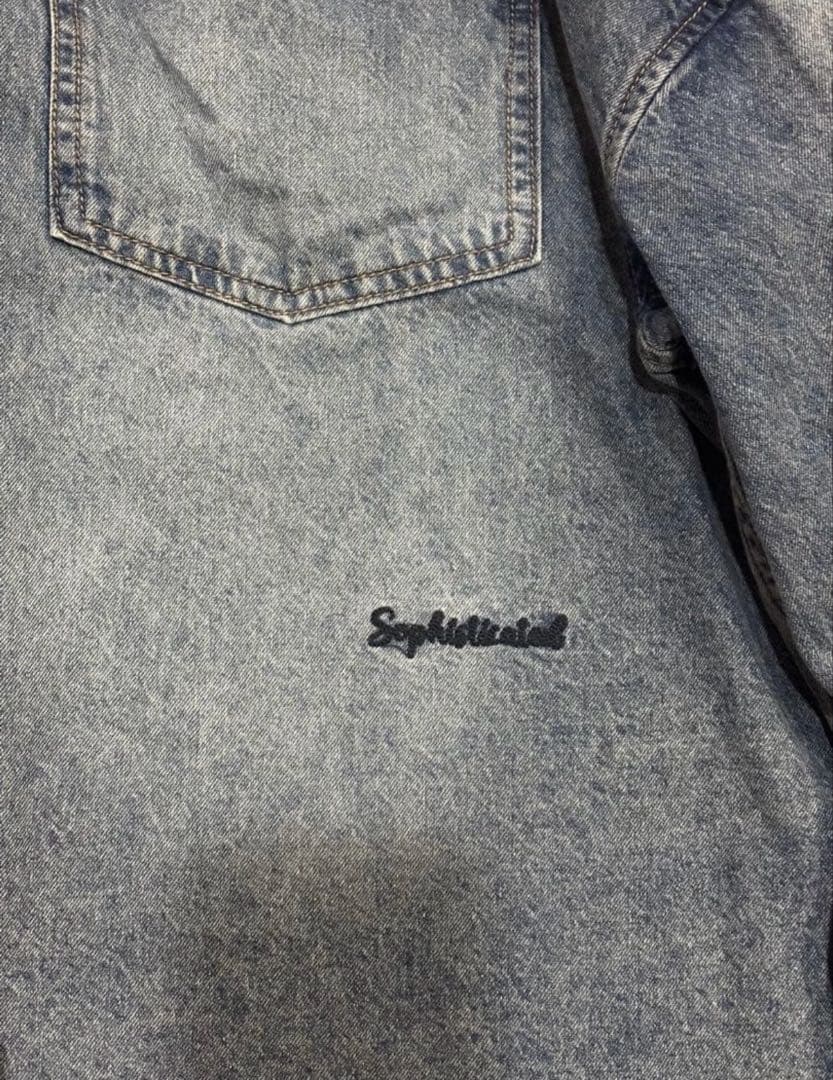 pual ce cin ヴィンテージライクデニムバンドカラーシャツ