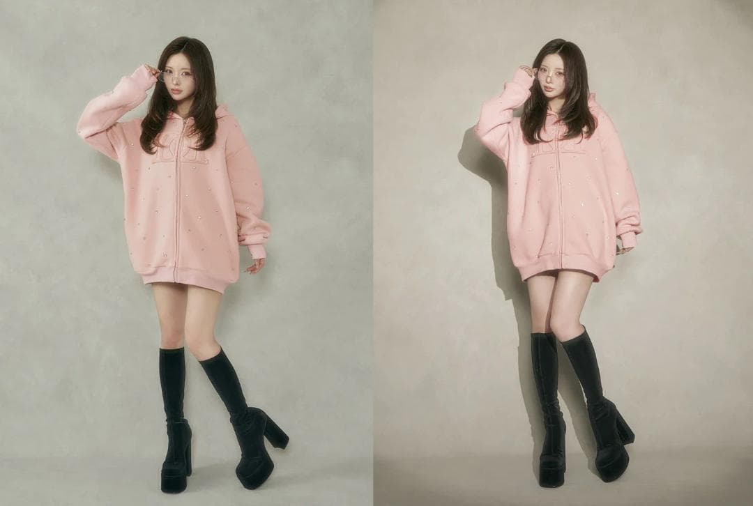 ダーリッチ darich DDロゴビジュージップパーカー ピンク PNK