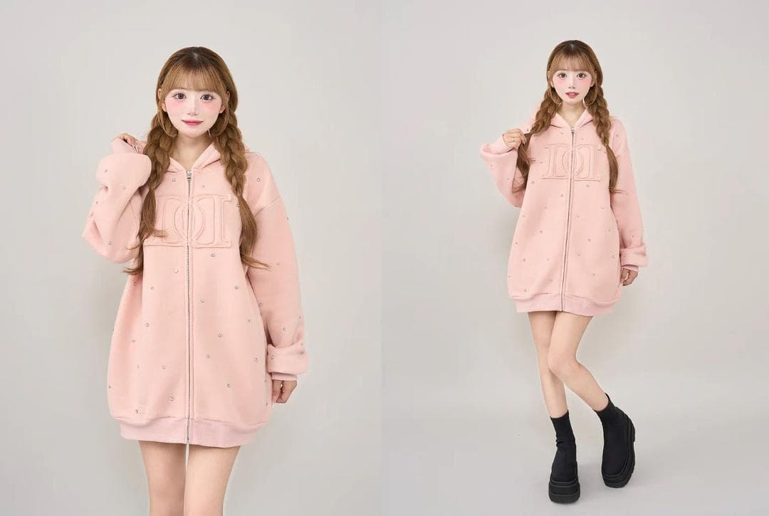 ダーリッチ darich DDロゴビジュージップパーカー ピンク PNK