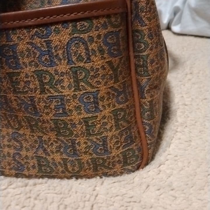 ビンテージバーバリ ブラウンキャンバスハンドバッグ
